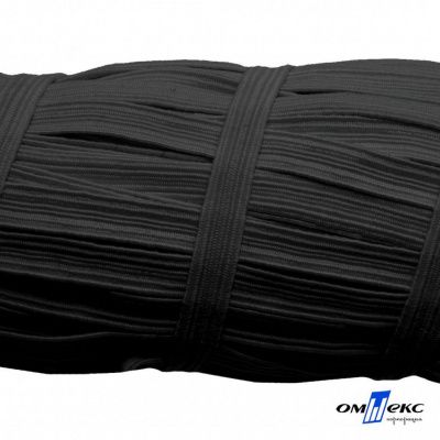 Резиновые нити с текстильным покрытием, шир. 6 мм (55 м/уп), цв.-черный - купить в Самаре. Цена: 210.75 руб.
