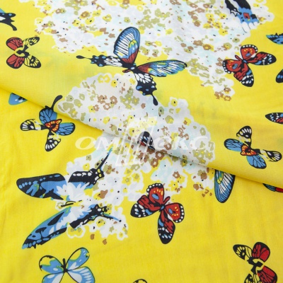 Плательная ткань "Софи" 7.2, 75 гр/м2, шир.150 см, принт бабочки - купить в Самаре. Цена 241.49 руб.
