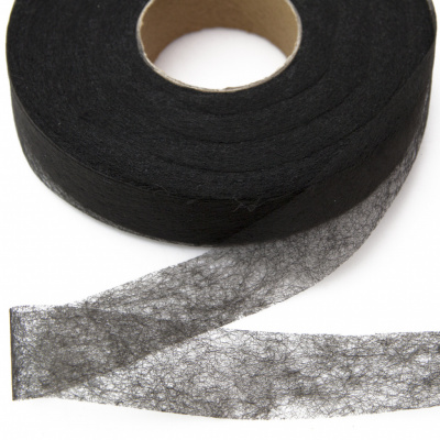 Прокладочная лента (паутинка) DF23, шир. 25 мм (боб. 100 м), цвет чёрный - купить в Самаре. Цена: 2.10 руб.