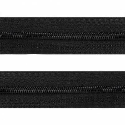 Рулонная молния с покрытием PVC спираль тип 3 (упак.270м) -черная с полосой СВО - купить в Самаре. Цена: 12.74 руб.