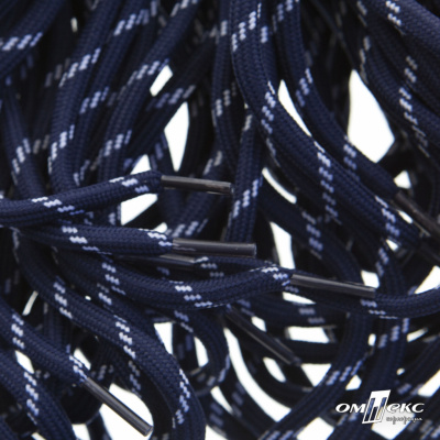 Шнурки #107-19, круглые 130 см, двухцветные цв.тём.синий/белый - купить в Самаре. Цена: 22.14 руб.