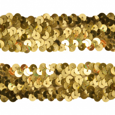 Тесьма с пайетками D16, шир. 30 мм/уп. 25+/-1 м, цвет золото - купить в Самаре. Цена: 1 087.39 руб.