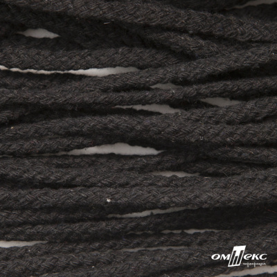 Шнур плетеный d-6 мм круглый, 70% хлопок 30% полиэстер, уп.90+/-1 м, цв.1078-черный - купить в Самаре. Цена: 588 руб.