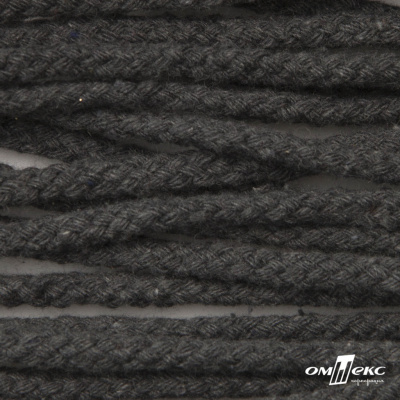 Шнур плетеный d-6 мм круглый, 70% хлопок 30% полиэстер, уп.90+/-1 м, цв.1088-т.серый - купить в Самаре. Цена: 588 руб.