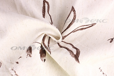 Портьерная ткань лен-печать "Розабель", С1 (молоко+венге), 280 см - купить в Самаре. Цена 707.11 руб.