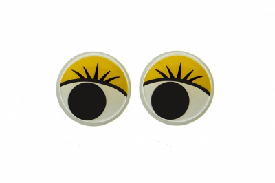 Глазки для игрушек, круглые, с бегающими зрачками, 12 мм/упак.50+/-2 шт, цв. -желтый - купить в Самаре. Цена: 96.01 руб.