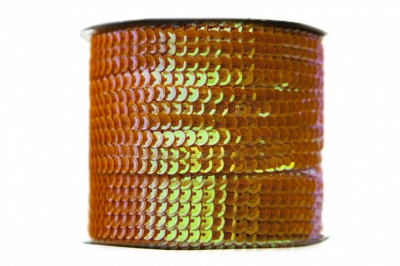 Пайетки "ОмТекс" на нитях, CREAM, 6 мм С / упак.73+/-1м, цв. 88 - оранжевый - купить в Самаре. Цена: 300.55 руб.