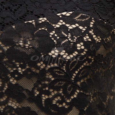 Кружевное полотно #3378, 150 гр/м2, шир.150см, цвет чёрный - купить в Самаре. Цена 370.97 руб.