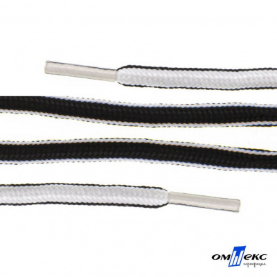 Шнурки #4-27, круглые 130 см, двухцветные (черно/белый) - купить в Самаре. Цена: 47.04 руб.