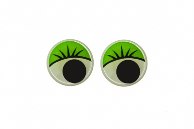 Глазки для игрушек, круглые, с бегающими зрачками, 10 мм/упак.50+/-2 шт, цв. -зеленый - купить в Самаре. Цена: 71.92 руб.