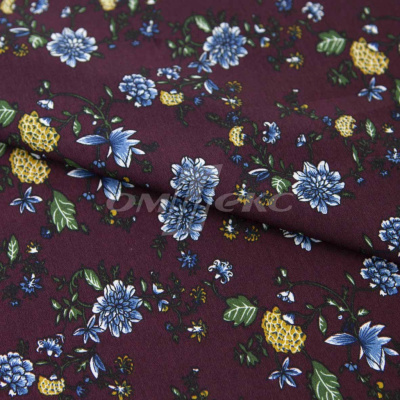 Плательная ткань "Фламенко" 4.1, 80 гр/м2, шир.150 см, принт растительный - купить в Самаре. Цена 259.21 руб.