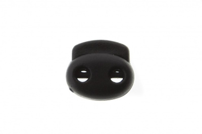8049ТН Фиксатор пластиковый двухдырочный, 23х20 мм, цвет чёрный - купить в Самаре. Цена: 1.37 руб.