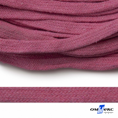 Шнур плетеный d-8 мм плоский, 70% хлопок 30% полиэстер, уп.85+/-1 м, цв.1029-розовый - купить в Самаре. Цена: 735 руб.