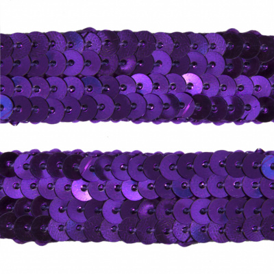 Тесьма с пайетками 12, шир. 20 мм/уп. 25+/-1 м, цвет фиолет - купить в Самаре. Цена: 786.13 руб.