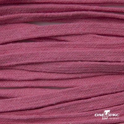 Шнур плетеный d-8 мм плоский, 70% хлопок 30% полиэстер, уп.85+/-1 м, цв.1029-розовый - купить в Самаре. Цена: 735 руб.