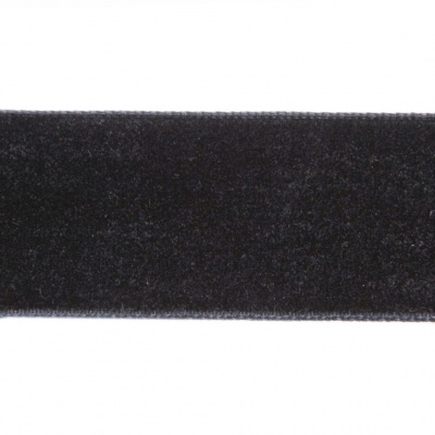 Лента бархатная нейлон, шир.25 мм, (упак. 45,7м), цв.03-черный - купить в Самаре. Цена: 800.84 руб.