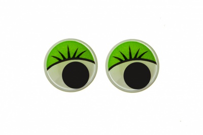 Глазки для игрушек, круглые, с бегающими зрачками, 12 мм/упак.50+/-2 шт, цв. -зеленый - купить в Самаре. Цена: 96.01 руб.