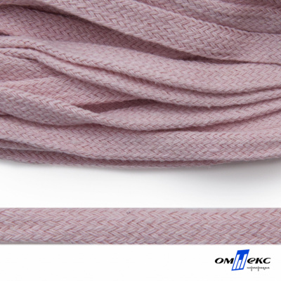 Шнур плетеный d-8 мм плоский, 70% хлопок 30% полиэстер, уп.85+/-1 м, цв.1019-св.розовый - купить в Самаре. Цена: 735 руб.