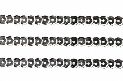 Пайетки "ОмТекс" на нитях, SILVER-BASE, 6 мм С / упак.73+/-1м, цв. 1 - серебро - купить в Самаре. Цена: 468.37 руб.