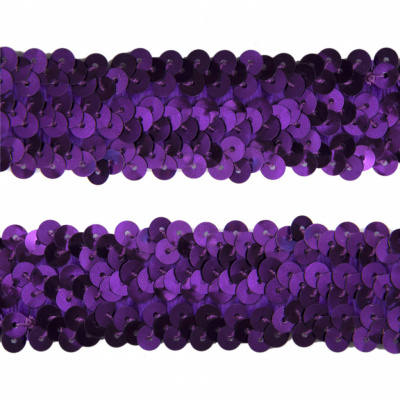 Тесьма с пайетками 12, шир. 30 мм/уп. 25+/-1 м, цвет фиолет - купить в Самаре. Цена: 1 098.48 руб.