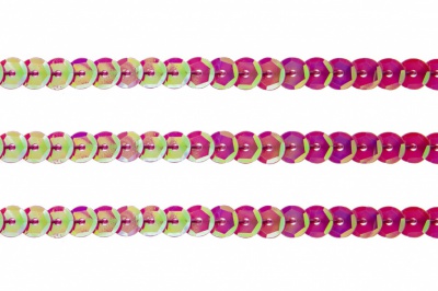 Пайетки "ОмТекс" на нитях, CREAM, 6 мм С / упак.73+/-1м, цв. 89 - розовый - купить в Самаре. Цена: 468.37 руб.