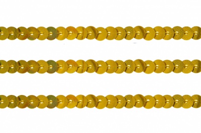 Пайетки "ОмТекс" на нитях, SILVER SHINING, 6 мм F / упак.91+/-1м, цв. 48 - золото - купить в Самаре. Цена: 356.19 руб.