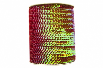 Пайетки "ОмТекс" на нитях, CREAM, 6 мм С / упак.73+/-1м, цв. 96 - красный - купить в Самаре. Цена: 484.77 руб.