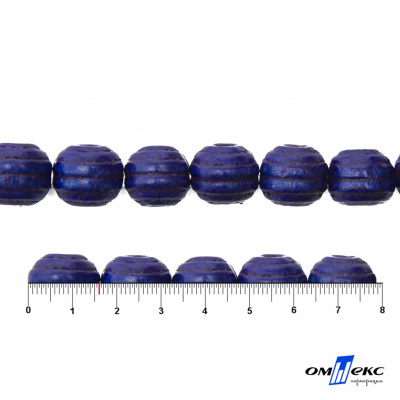 0309-Бусины деревянные "ОмТекс", 16 мм, упак.50+/-3шт, цв.006-синий - купить в Самаре. Цена: 62.22 руб.